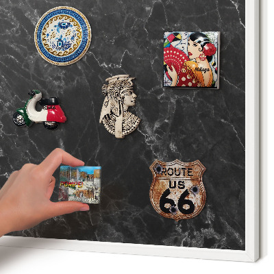 Tablero magnético de pared para imanes con marco blanco Elegancia del mármol