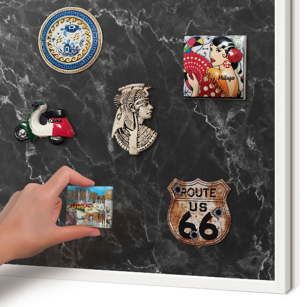 Tablero magnético de pared para imanes con marco blanco Elegancia del mármol