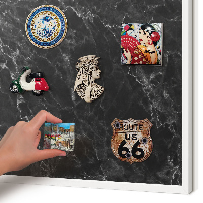 Tablero magnético de pared para imanes con marco blanco Elegancia del mármol