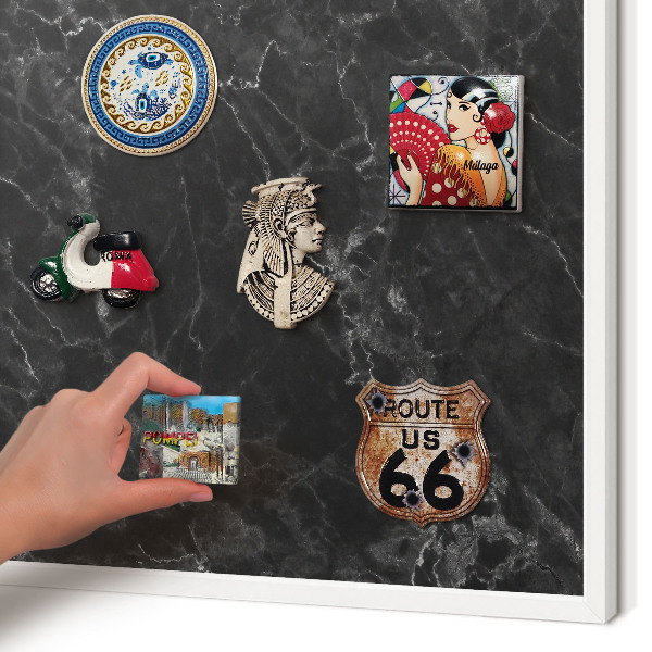 Tablero magnético de pared para imanes con marco blanco Elegancia del mármol