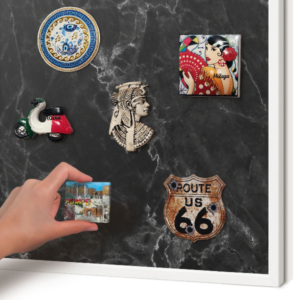 Tablero magnético de pared para imanes con marco blanco Elegancia del mármol