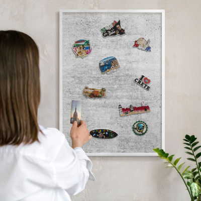 Tablero magnético metálico para souvenirs en color blanco Textura gris