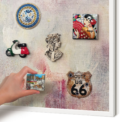 Tablero magnético de pared para imanes con marco blanco Abstracción en tonos pastel