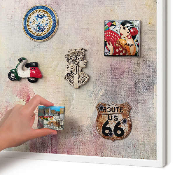 Tablero magnético de pared para imanes con marco blanco Abstracción en tonos pastel
