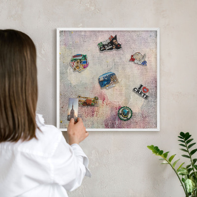 Tablero magnético de pared para imanes con marco blanco Abstracción en tonos pastel