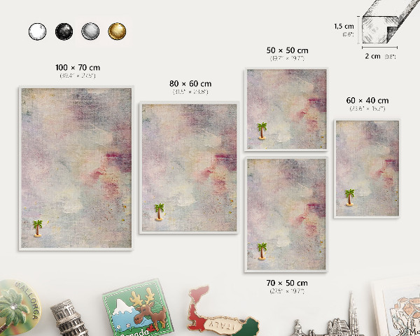 Tablero magnético de pared para imanes con marco blanco Abstracción en tonos pastel