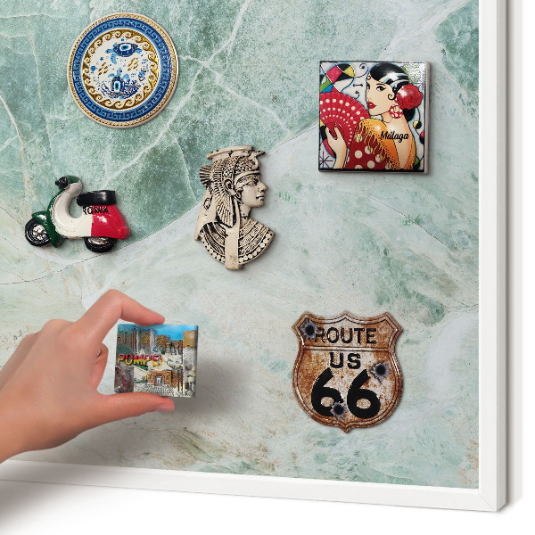 Tablero magnético metálico para souvenirs en color blanco Texturas verdes