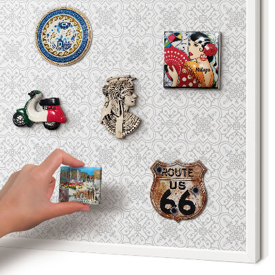 Tablero magnético metálico para souvenirs en color blanco Simetría geométrica