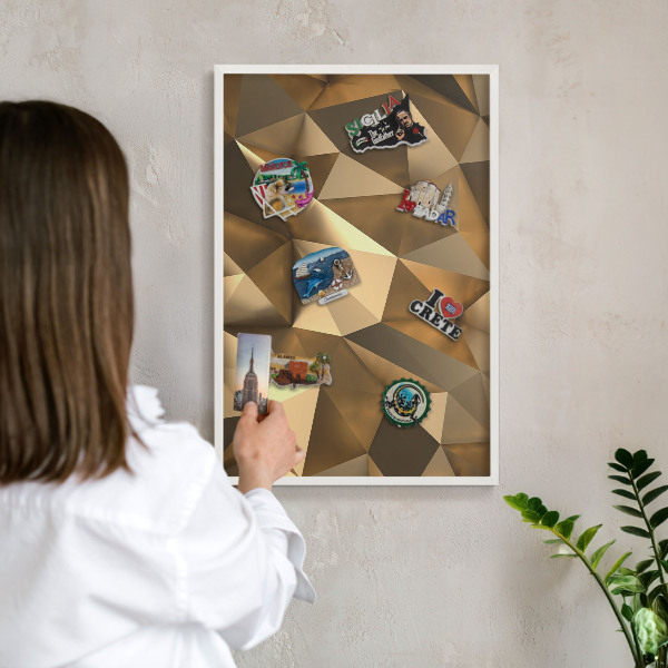 Tablero magnético de pared para imanes con marco blanco Geometría cálida