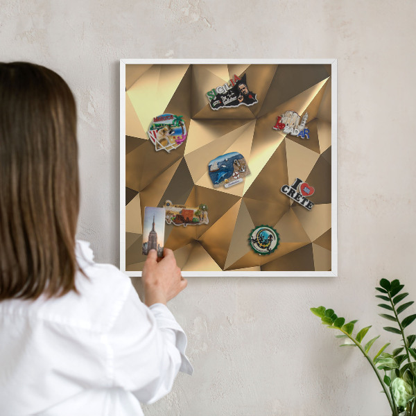Tablero magnético de pared para imanes con marco blanco Geometría cálida