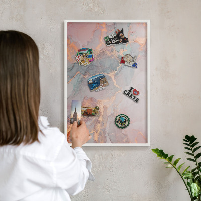 Tablero magnético de pared para imanes con marco blanco Abstracción colorida