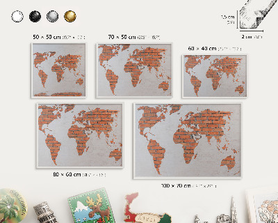 Tablero magnético metálico para souvenirs en color blanco Mapa de ladrillos