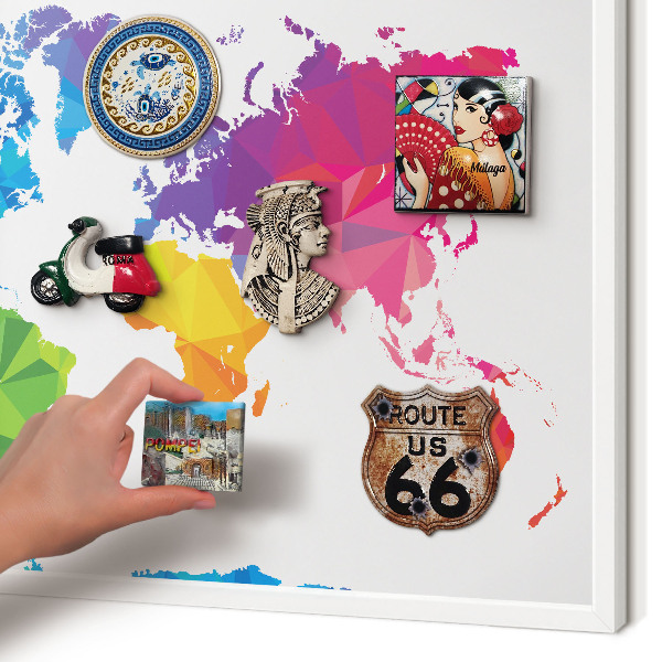 Tablero magnético de pared para imanes con marco blanco Mapa de colores