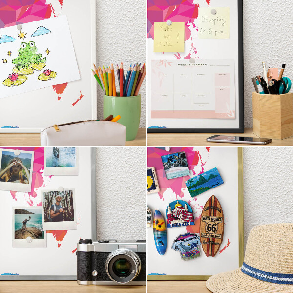 Tablero magnético de pared para imanes con marco blanco Mapa de colores