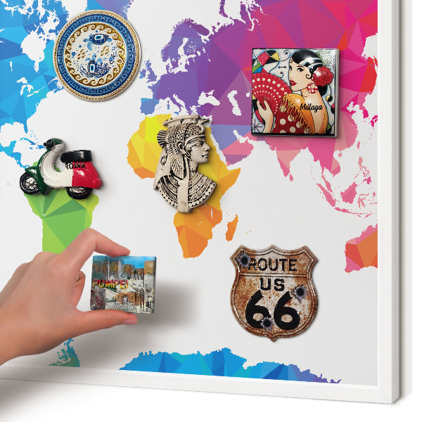 Tablero magnético de pared para imanes con marco blanco Mapa de colores