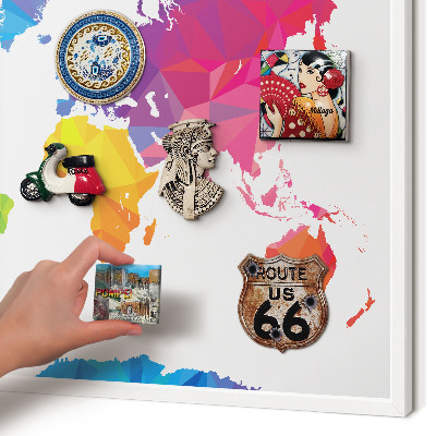 Tablero magnético de pared para imanes con marco blanco Mapa de colores