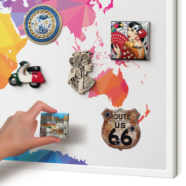 Tablero magnético de pared para imanes con marco blanco Mapa de colores