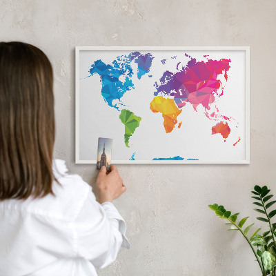 Tablero magnético de pared para imanes con marco blanco Mapa de colores