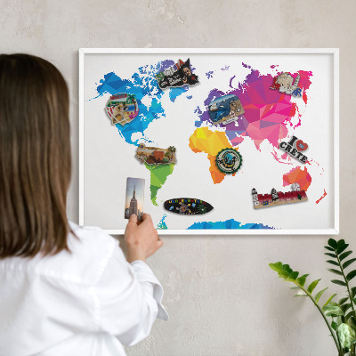 Tablero magnético de pared para imanes con marco blanco Mapa de colores