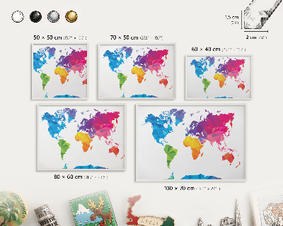 Tablero magnético de pared para imanes con marco blanco Mapa de colores