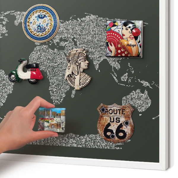 Tablero magnético metálico para souvenirs en color blanco Mapa de texto