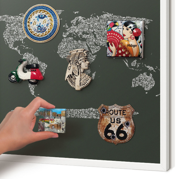 Tablero magnético metálico para souvenirs en color blanco Mapa de texto