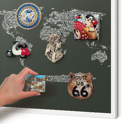 Tablero magnético metálico para souvenirs en color blanco Mapa de texto