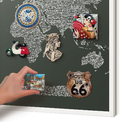 Tablero magnético metálico para souvenirs en color blanco Mapa de texto