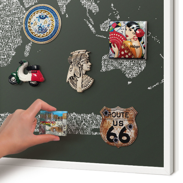 Tablero magnético metálico para souvenirs en color blanco Mapa de texto