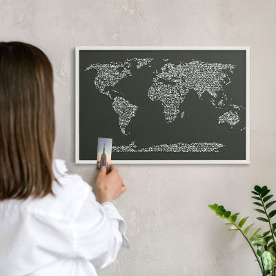 Tablero magnético metálico para souvenirs en color blanco Mapa de texto