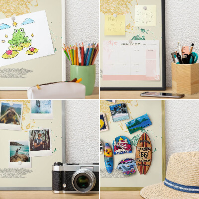Tablero magnético de pared para imanes con marco blanco Mapa del mundo