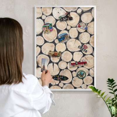 Tablero magnético metálico para souvenirs en color blanco Textura de madera