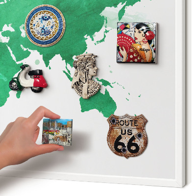 Tablero magnético metálico para souvenirs en color blanco Mapa verde