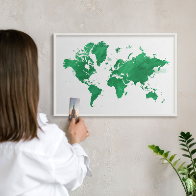 Tablero magnético metálico para souvenirs en color blanco Mapa verde