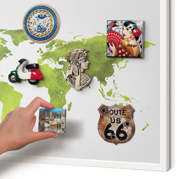 Tablero magnético de pared para imanes con marco blanco Mapa verde