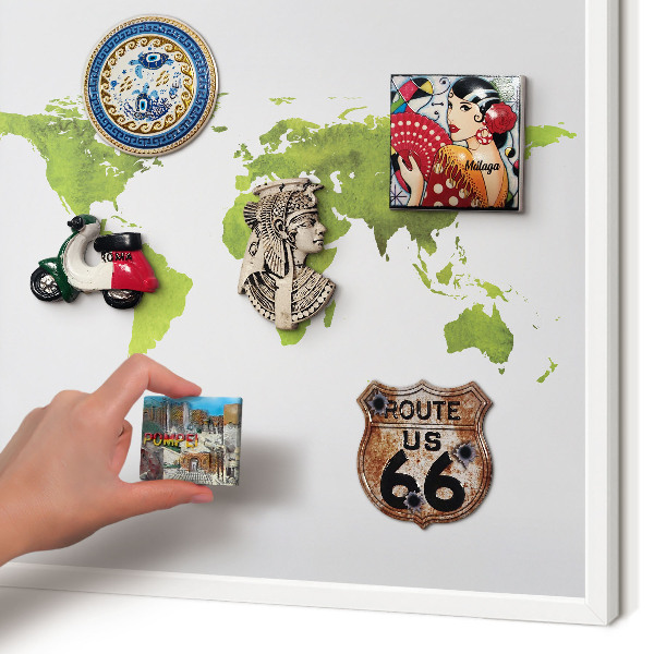 Tablero magnético de pared para imanes con marco blanco Mapa verde