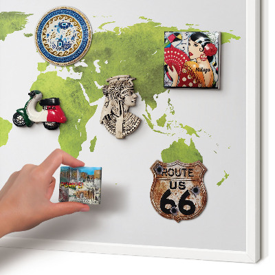 Tablero magnético de pared para imanes con marco blanco Mapa verde