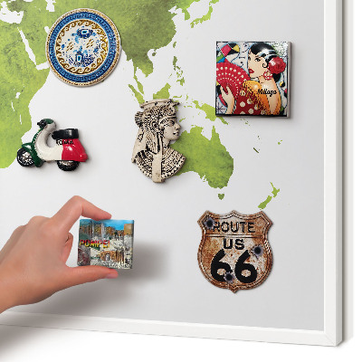 Tablero magnético de pared para imanes con marco blanco Mapa verde