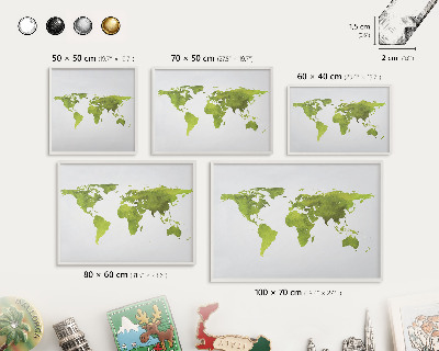 Tablero magnético de pared para imanes con marco blanco Mapa verde