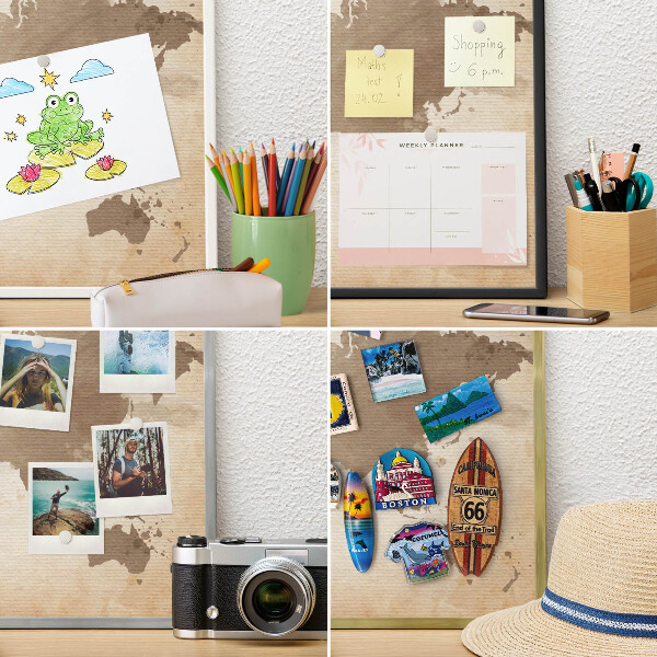 Tablero magnético metálico para souvenirs en color blanco Mapa del mundo
