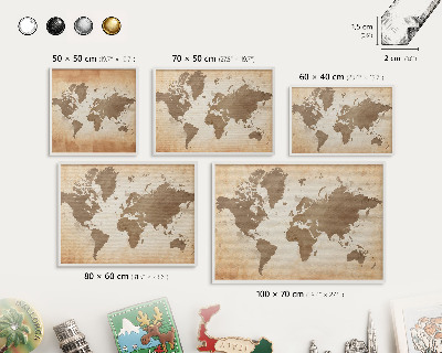 Tablero magnético metálico para souvenirs en color blanco Mapa del mundo
