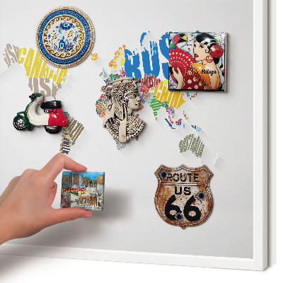 Tablero magnético metálico para souvenirs en color blanco Mapa de colores
