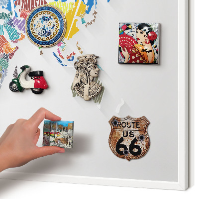Tablero magnético metálico para souvenirs en color blanco Mapa de colores