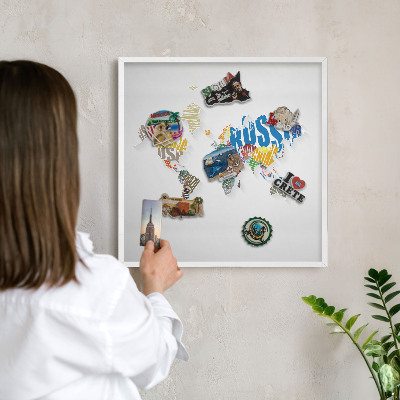Tablero magnético metálico para souvenirs en color blanco Mapa de colores