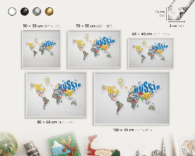 Tablero magnético metálico para souvenirs en color blanco Mapa de colores