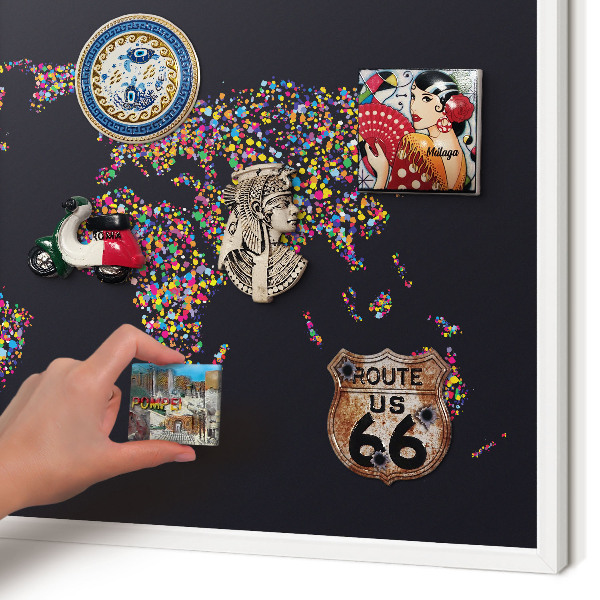 Tablero magnético de pared para imanes con marco blanco Mapa de colores