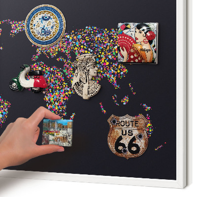 Tablero magnético de pared para imanes con marco blanco Mapa de colores