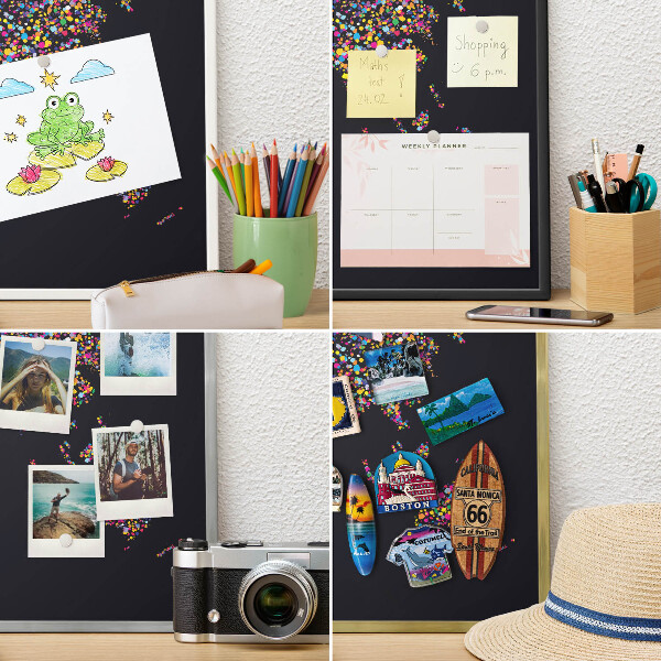 Tablero magnético de pared para imanes con marco blanco Mapa de colores