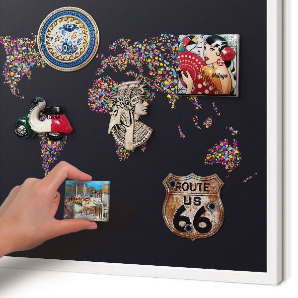 Tablero magnético de pared para imanes con marco blanco Mapa de colores