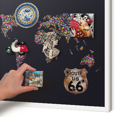 Tablero magnético de pared para imanes con marco blanco Mapa de colores